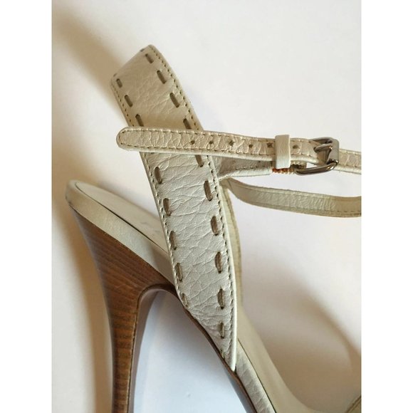 Fendi Women's Sandal Shoes Heels White Leather Authentic Size Italy 36.5 US 6.5 - Picture 2 of 12